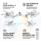 MREGB 2026 E27 Socket Ceiling Fan Light - The Ultimate 2-in-1 Silent LED Fan with Remote Control for Effortless Energy-Saving Cooling and Stylish Lighting in Your Home