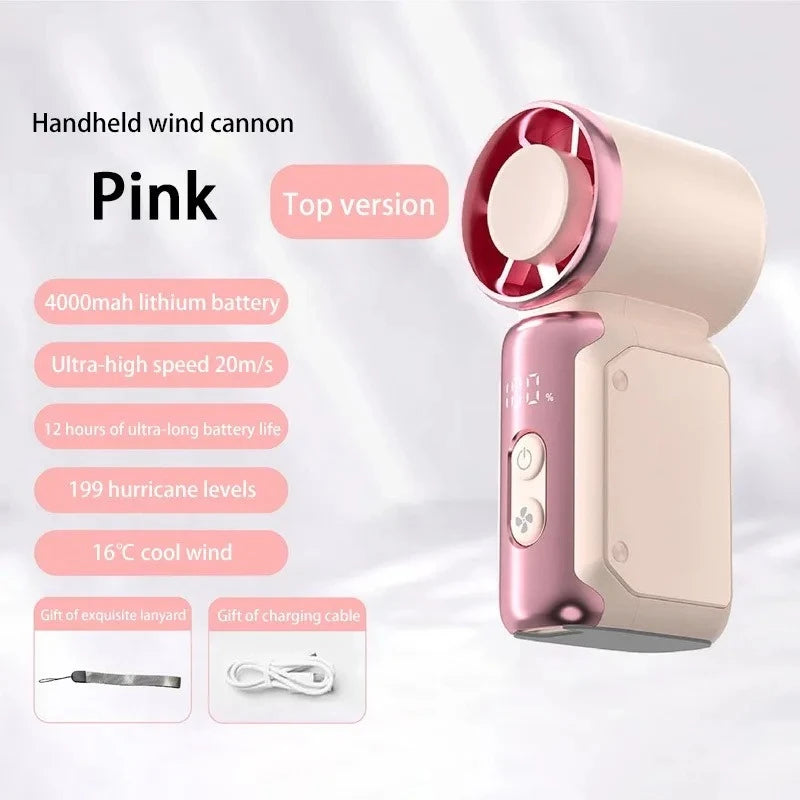 Experience Ultimate Cooling Anywhere with the Portable Mini Handheld Turbo Fan - Rechargeable, High-Speed, and Stylish!